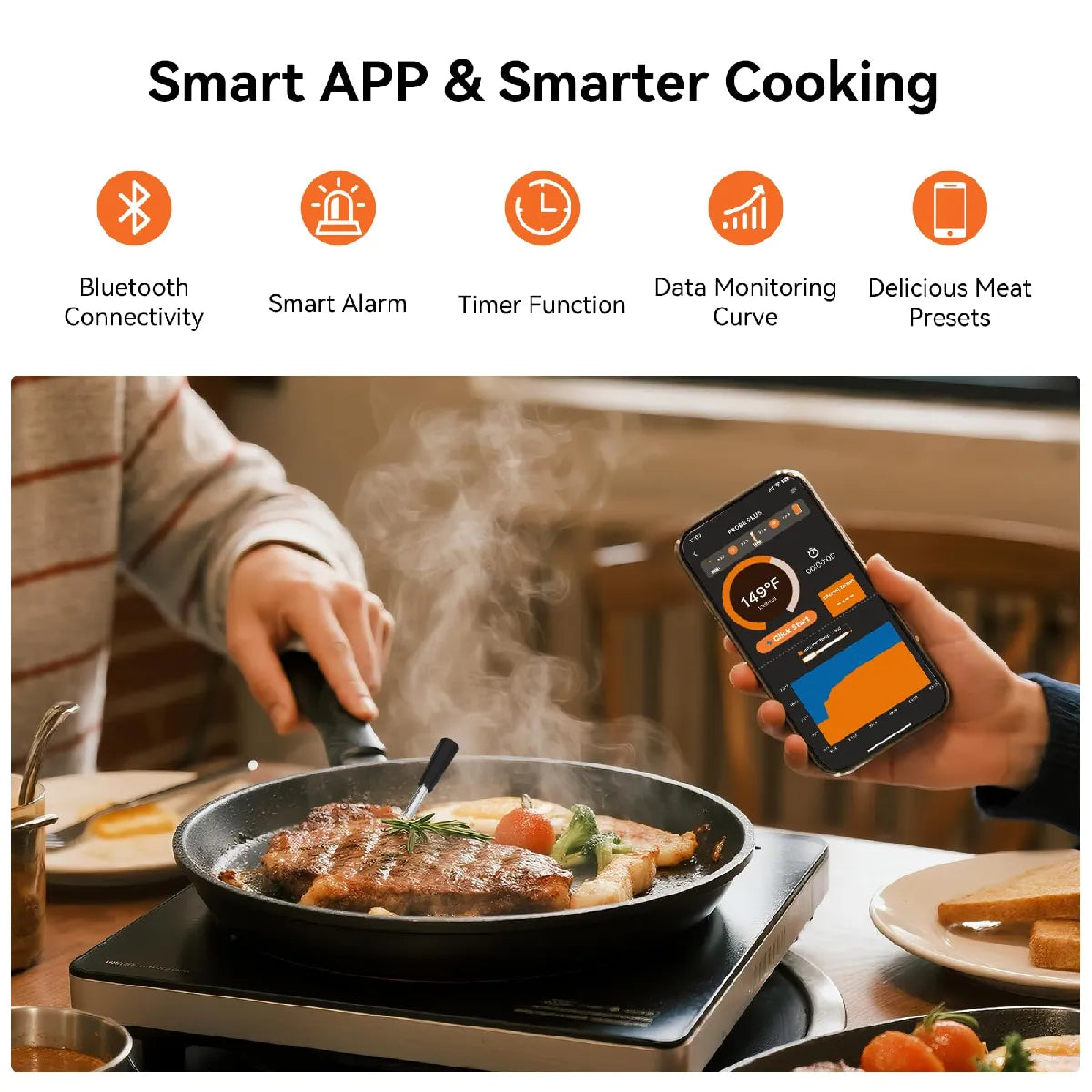 Thermomètre à Viande sans Fil Bluetooth 4 Sondes ByteLike Bambou MKR00021956960