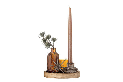 Teelicht-Tablett Ayu – Glas & Holz in Warmem Braun (6-Teiliges Set)