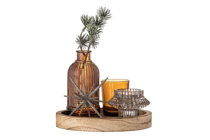 Teelicht-Tablett Ayu – Glas & Holz in Warmem Braun (6-Teiliges Set)