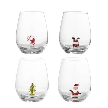 Trinkgläser Cala – Glas mit handgefertigten Figuren (4er-Set)