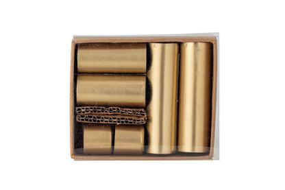 Luxusbetten24 Virela Adventskerzenhalter Metall Goldoptik 7‑teiliges Set Weihnachten