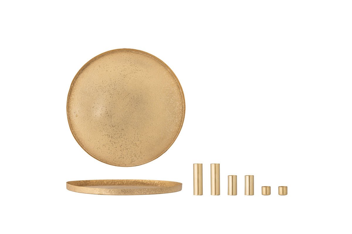 Luxusbetten24 Virela Adventskerzenhalter Metall Goldoptik 7‑teiliges Set Weihnachten