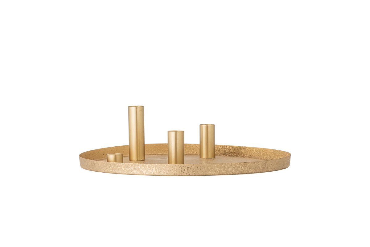 Luxusbetten24 Virela Adventskerzenhalter Metall Goldoptik 7‑teiliges Set Weihnachten