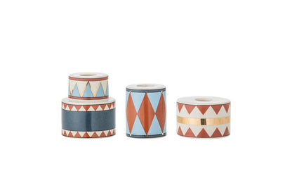 Kerzenhalter-Set Druma – Buntes Steingut, 3‑Teilig für Zuhause