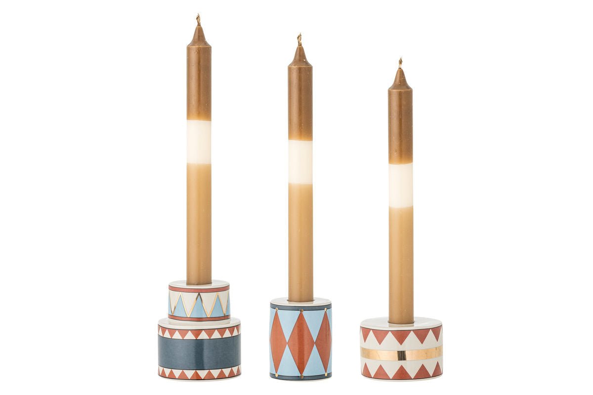 Kerzenhalter-Set Druma – Buntes Steingut, 3‑Teilig für Zuhause