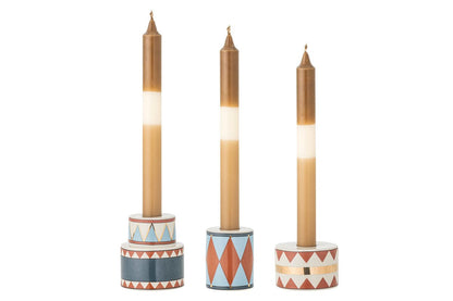 Kerzenhalter-Set Druma – Buntes Steingut, 3‑Teilig für Zuhause