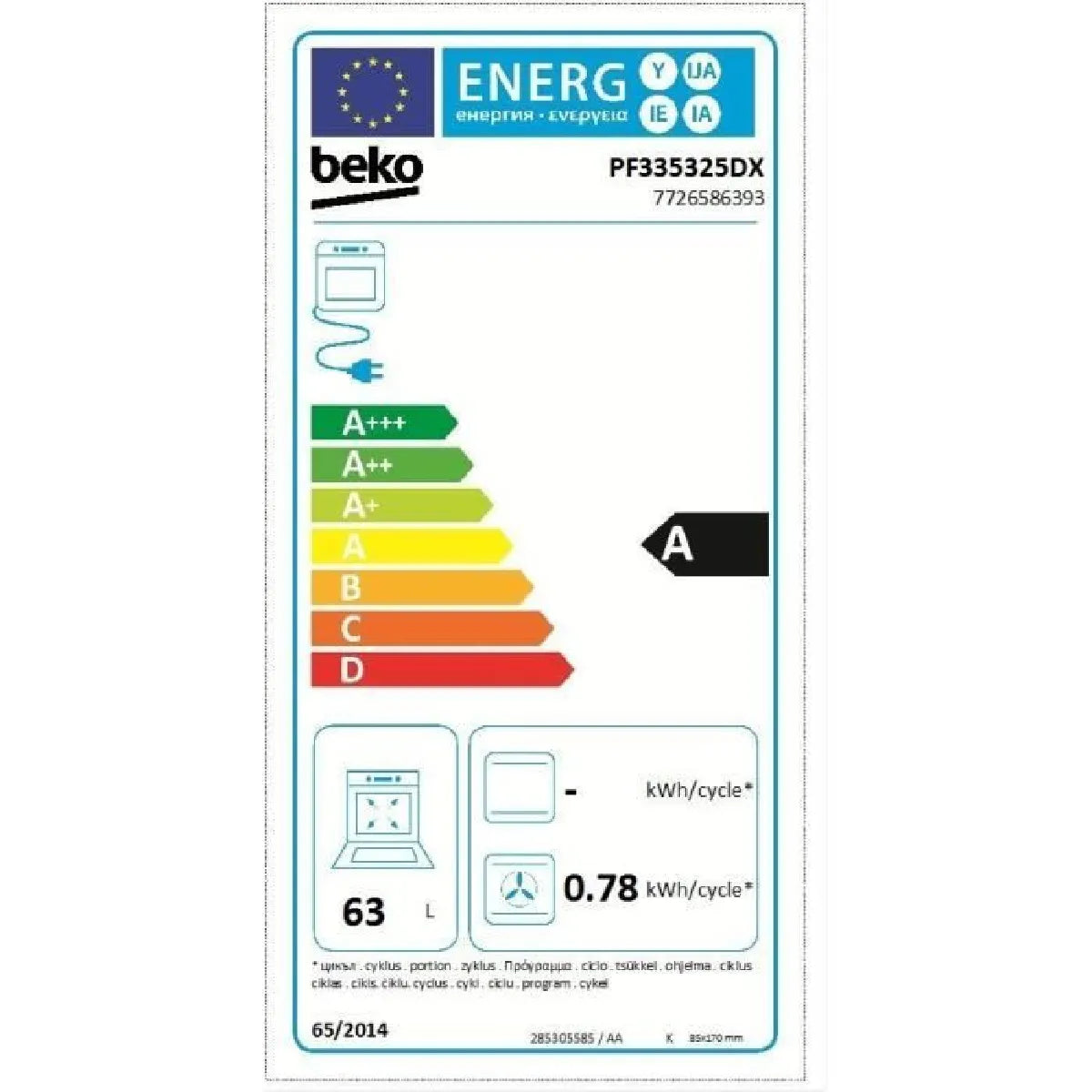 Beko PF335325DX Cocina Inoxidable 7 Fuegos Gas y 3 Hornos
