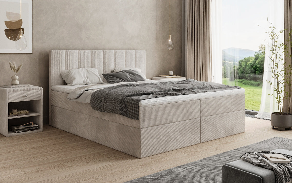 Luxusbetten24 Sofia Boxspringbett Cord mit Stauraum