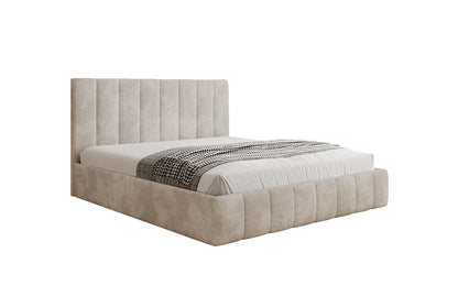 Designer Polsterbett Mila in Cord, 140×200 cm, Beige, 70 cm Kopfteil