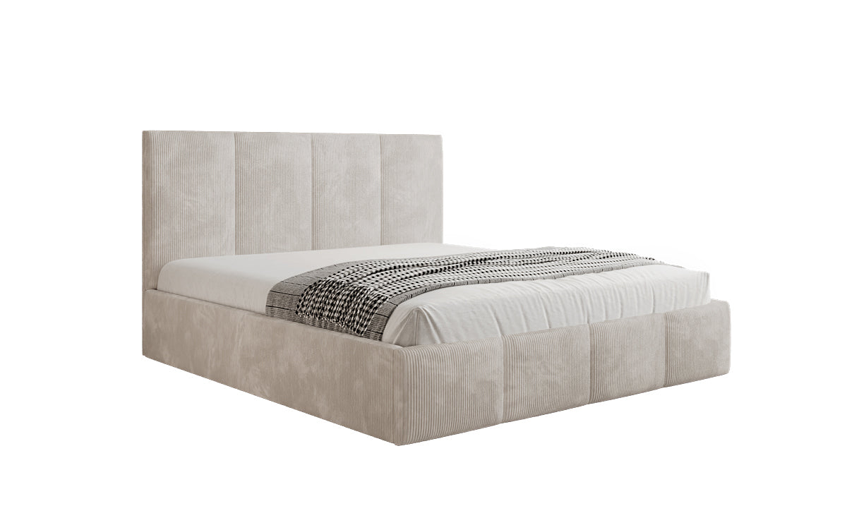 Mina Designer Polsterbett Cord – 140 × 200 cm, wählbare Kopfteilhöhe, Farben