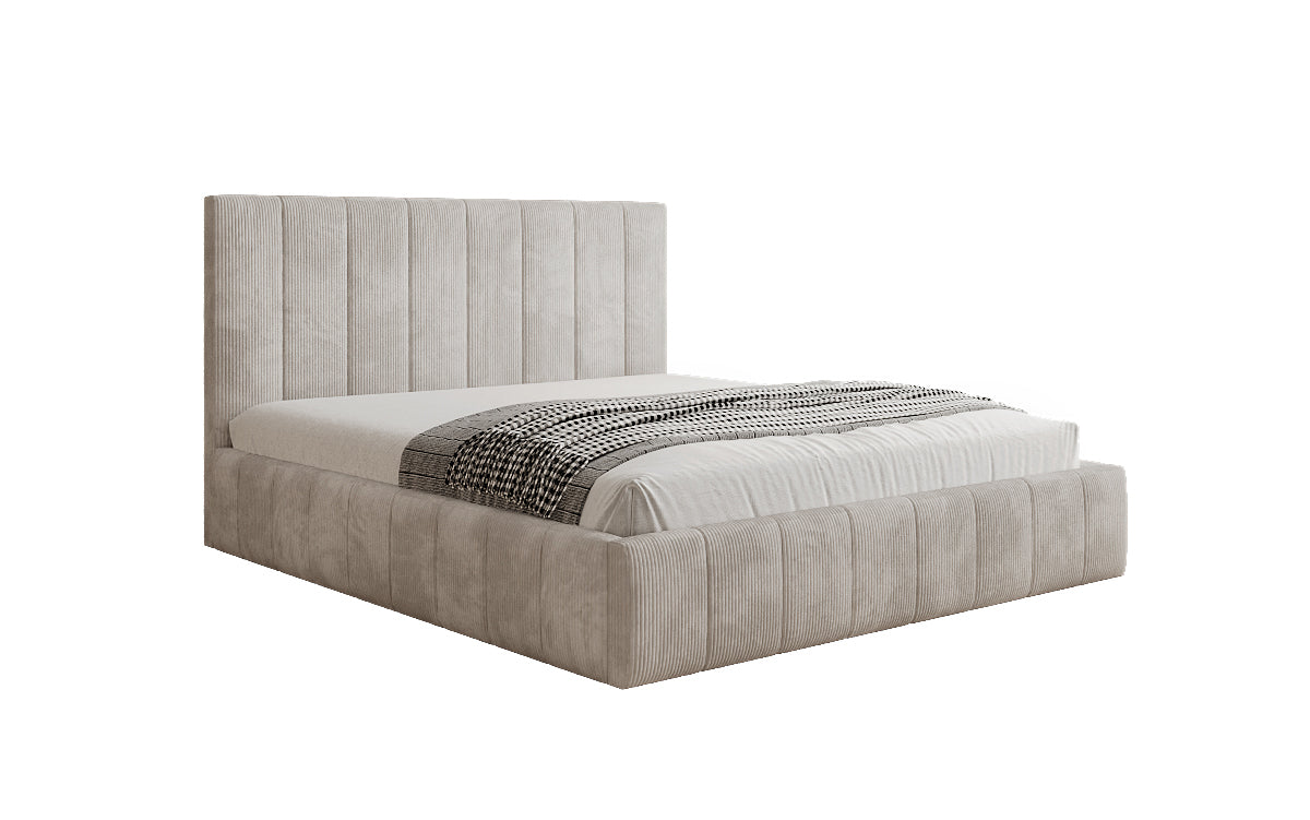 Designer Polsterbett Maja in Cord mit Stauraum