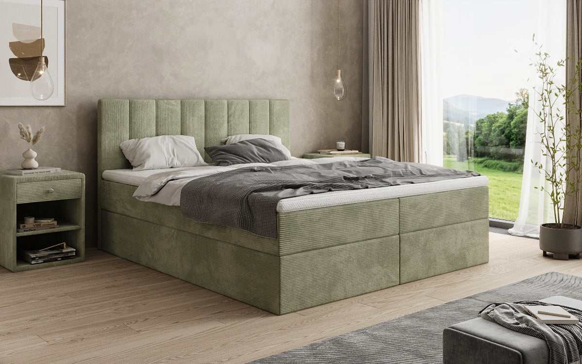 Luxusbetten24 Sofia Boxspringbett Cord mit Stauraum