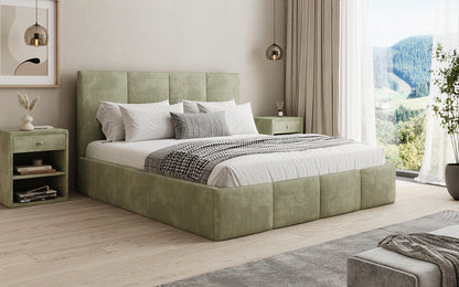 Mina Designer Polsterbett Cord – 140 × 200 cm, wählbare Kopfteilhöhe, Farben