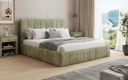 Designer Polsterbett Maja in Cord mit Stauraum