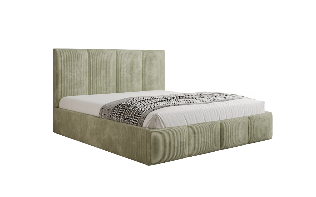 Mina Designer Polsterbett Cord – 140 × 200 cm, wählbare Kopfteilhöhe, Farben
