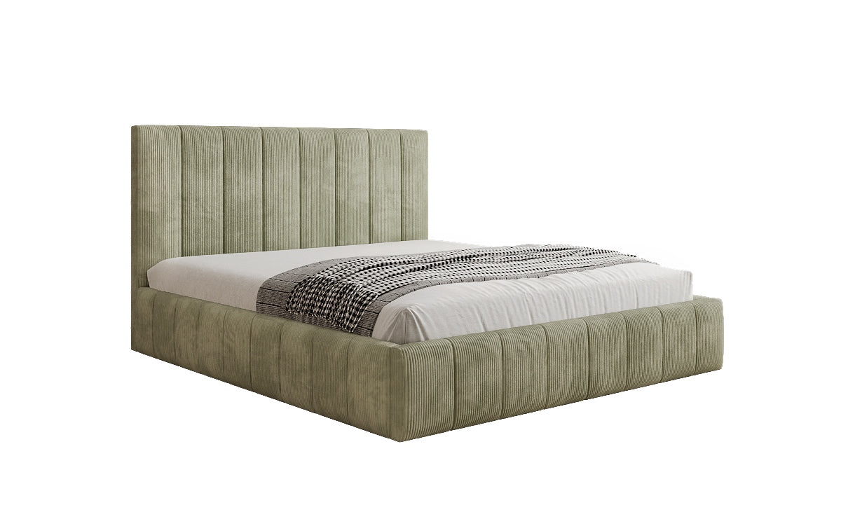 Designer Polsterbett Maja in Cord mit Stauraum
