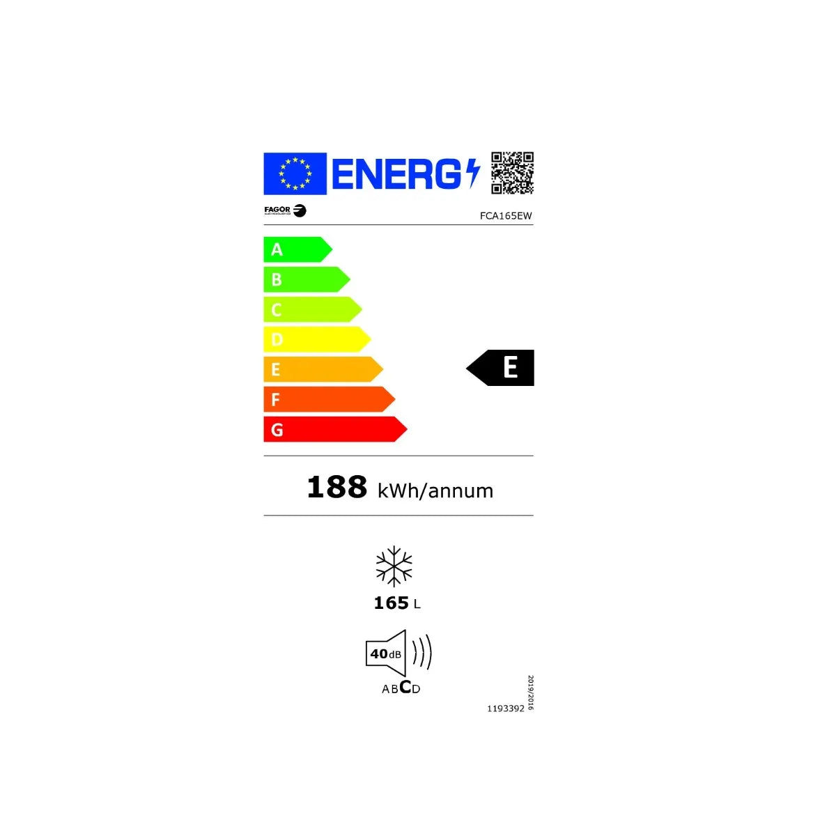 Fagor FCA165EW Congélador 165 L Reversible 40 dB