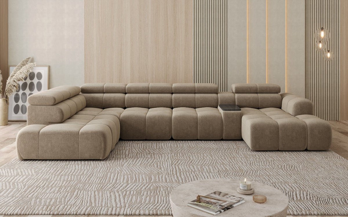 Luxusbetten24 Mia Wohnlandschaft – Elektrische Sitzerweiterung, Chenille, Diverse Farben