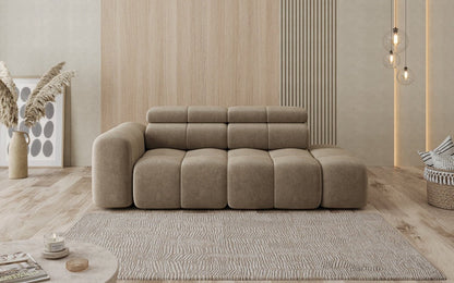 Designer Sofa 3‑Sitzer mit Chaise Longue Mia in Chenille
