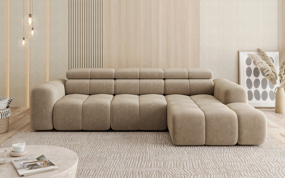 Luxusbetten24 Mia L Designer Sofa mit elektrischer Sitzerweiterung