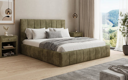 Designer Polsterbett Maja in Cord mit Stauraum