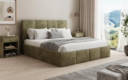 Mina Designer Polsterbett Cord – 140 × 200 cm, wählbare Kopfteilhöhe, Farben