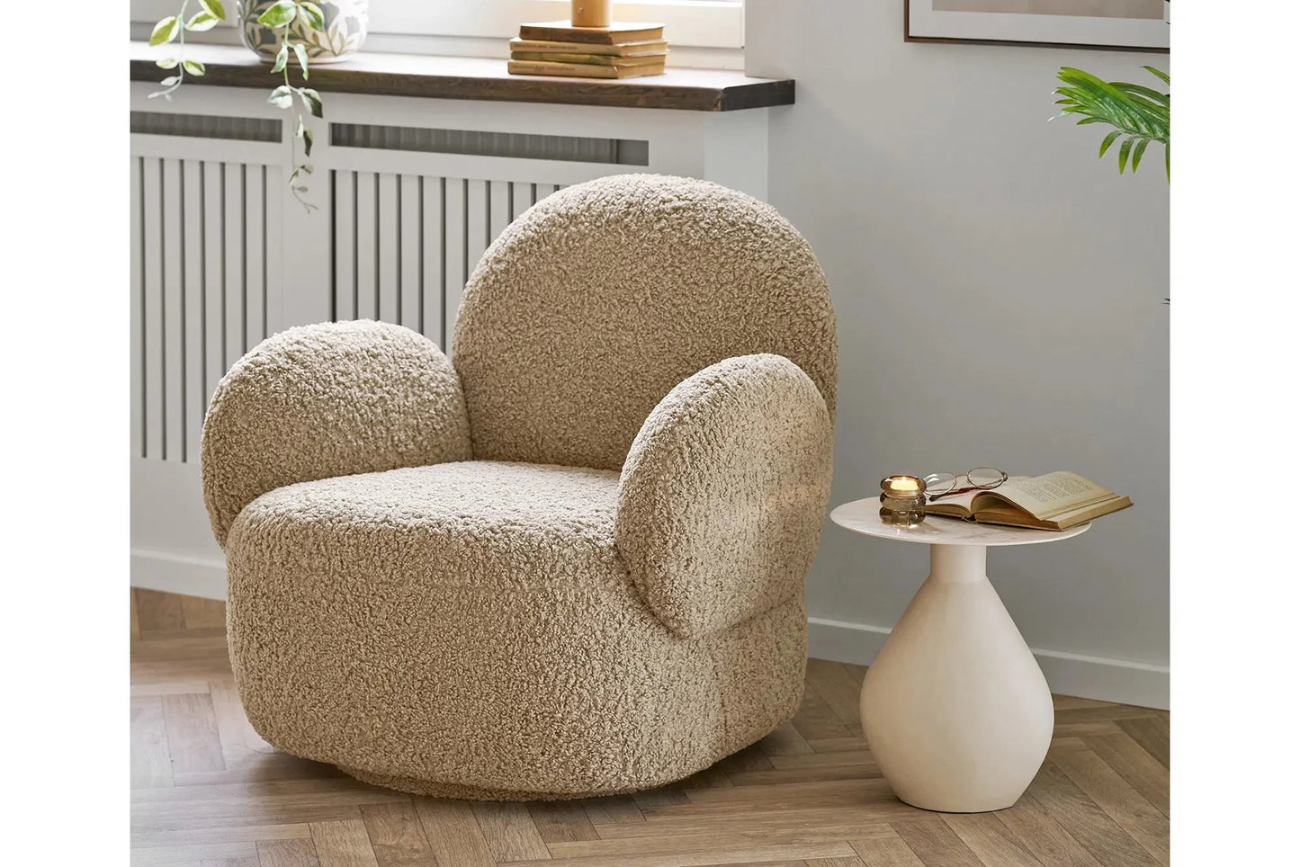 Bloomingville MINI Alvenia Lounge Sessel Bouclé-Look Beige Wohnzimmer