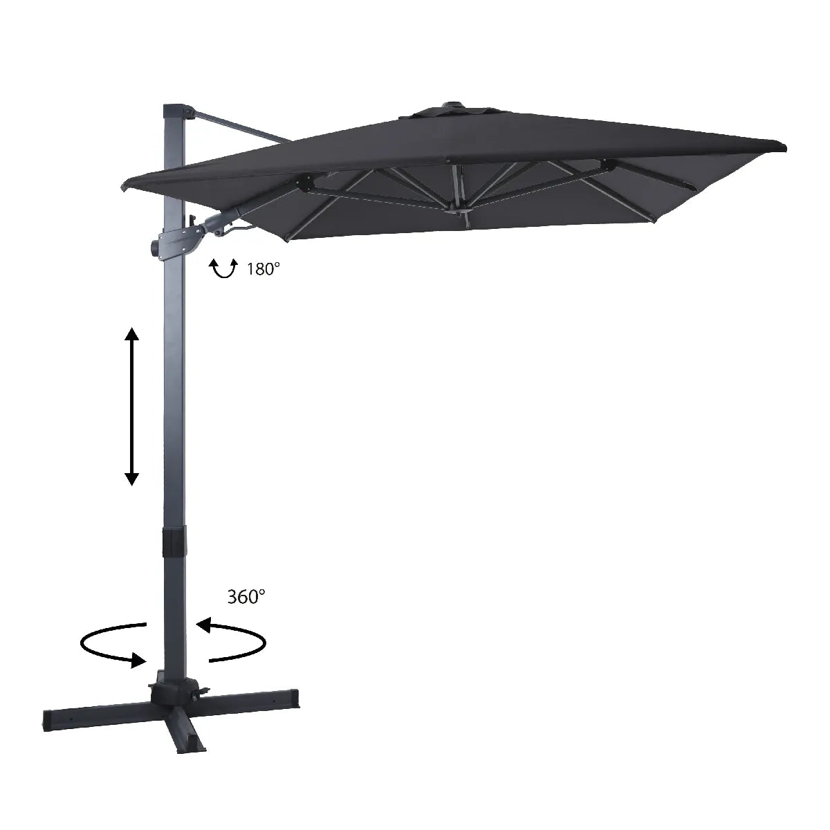 Axi House Milad Parasol Desplazable 200x300 cm Gris Anthracite