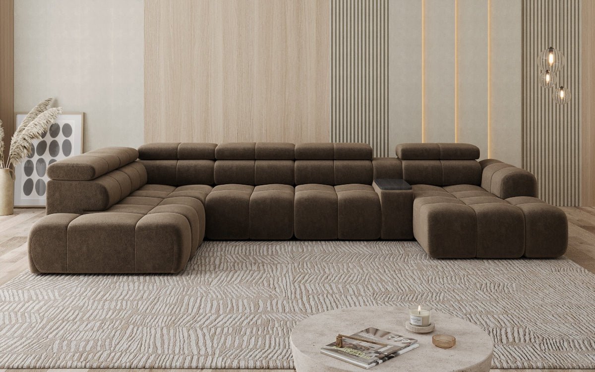 Luxusbetten24 Mia Wohnlandschaft – Elektrische Sitzerweiterung, Chenille, Diverse Farben