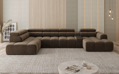Luxusbetten24 Mia Wohnlandschaft – Elektrische Sitzerweiterung, Chenille, Diverse Farben