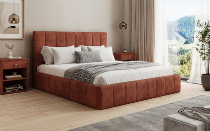 Designer Polsterbett Maja in Cord mit Stauraum