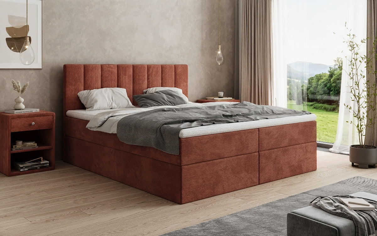 Luxusbetten24 Sofia Boxspringbett Cord mit Stauraum