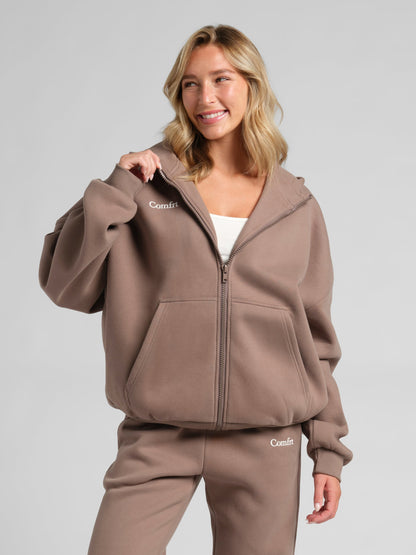 Comfrt Cloud Zip Hoodie Oversized Unisex Cotton Comfort