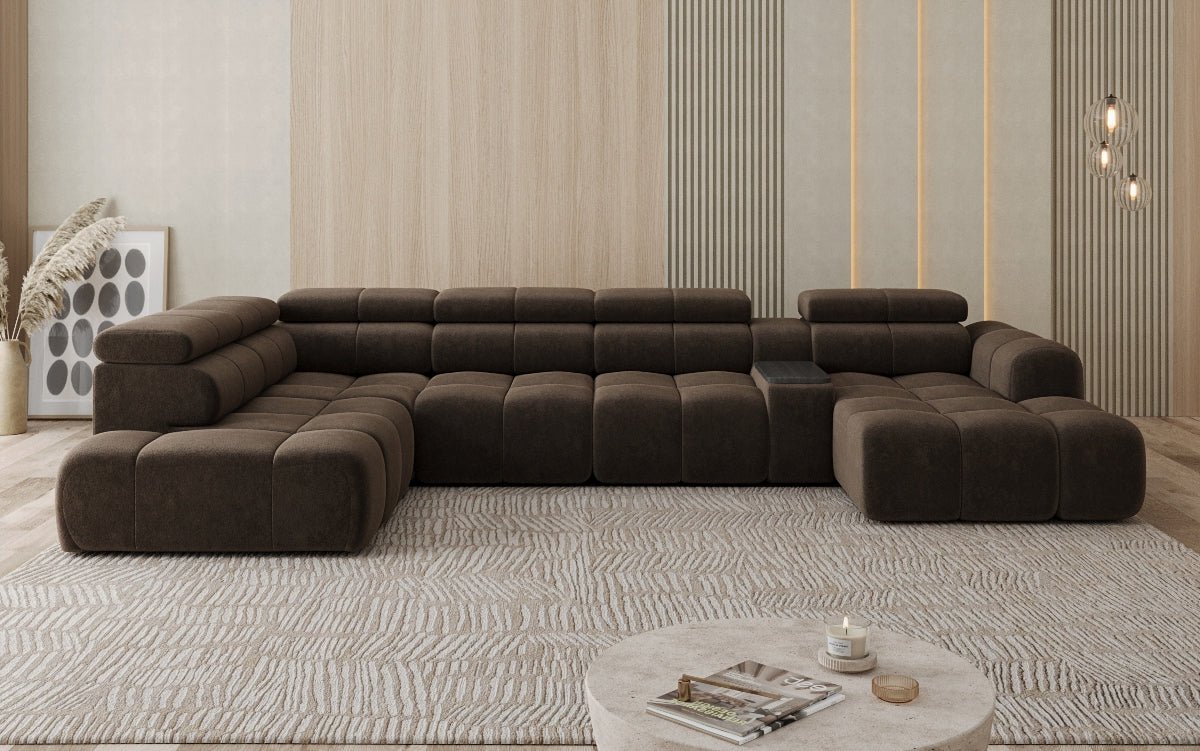 Luxusbetten24 Mia Wohnlandschaft – Elektrische Sitzerweiterung, Chenille, Diverse Farben