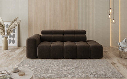 Designer Sofa 3‑Sitzer mit Chaise Longue Mia in Chenille