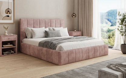 Designer Polsterbett Maja in Cord mit Stauraum