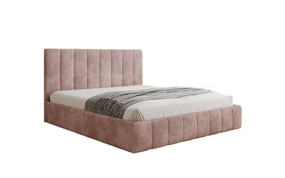 Designer Polsterbett Mila in Cord, 140×200 cm, Beige, 70 cm Kopfteil
