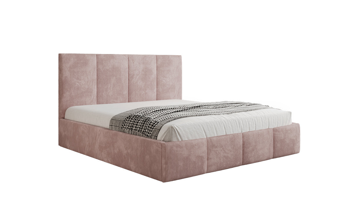 Mina Designer Polsterbett Cord – 140 × 200 cm, wählbare Kopfteilhöhe, Farben