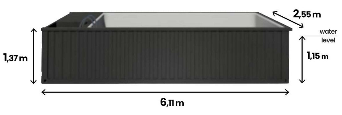 Premium-Containerpool 6,11 x 2,5 m Komplettset mit Dach