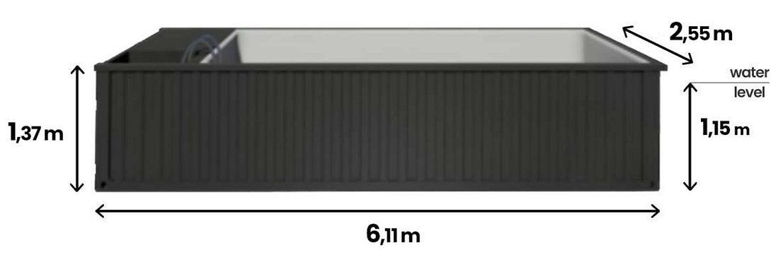 Containerschwimmbecken 6,2 m x 2,5 m Gebrauchsfertig Komfortpaket Neu