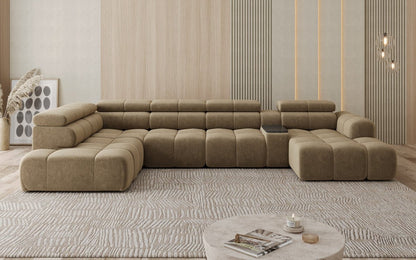 Luxusbetten24 Mia Wohnlandschaft – Elektrische Sitzerweiterung, Chenille, Diverse Farben