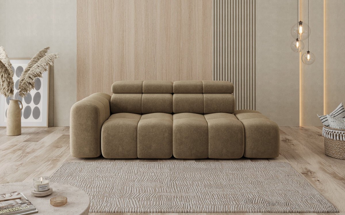 Designer Sofa 3‑Sitzer mit Chaise Longue Mia in Chenille