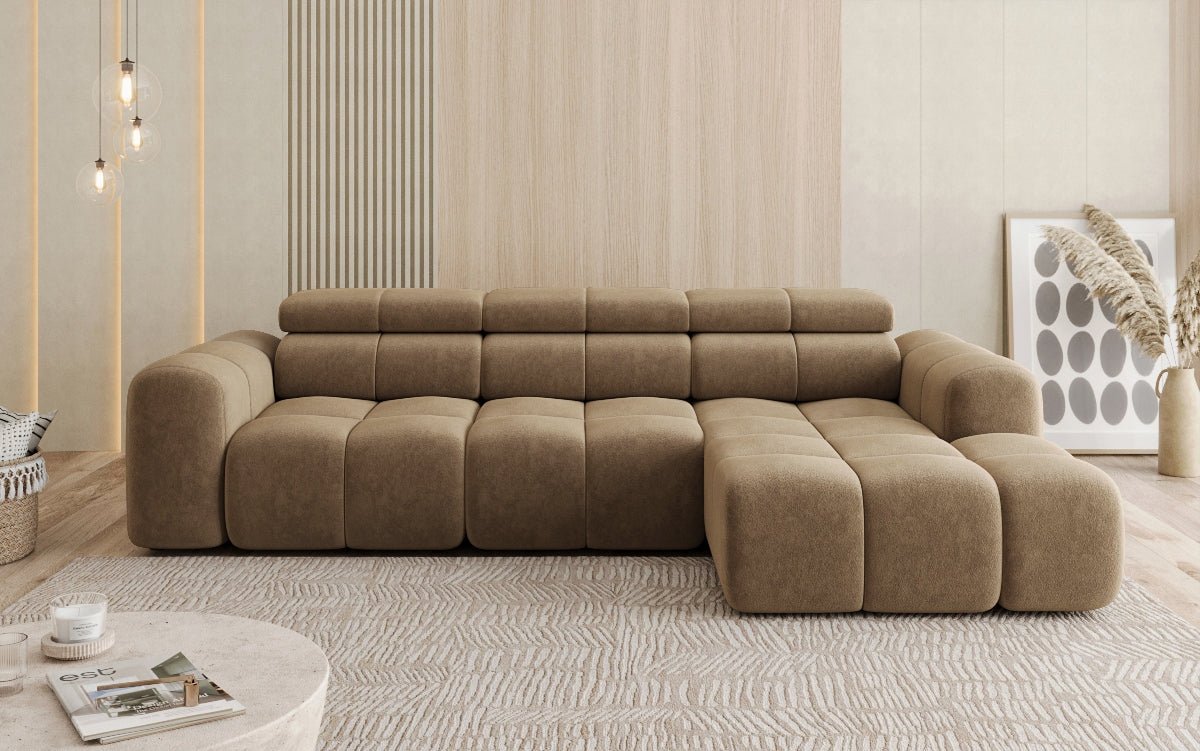 Luxusbetten24 Mia L Designer Sofa mit elektrischer Sitzerweiterung
