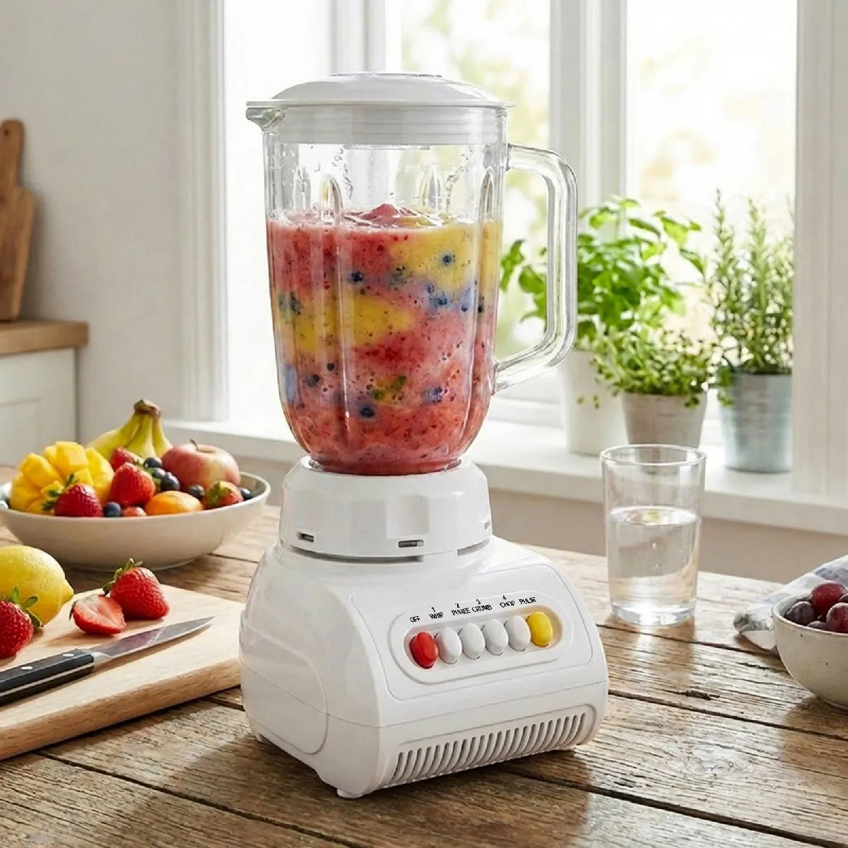 Avizar Blender 400W 1,5L Diseño Compacto Mezcla Rápida Blanco