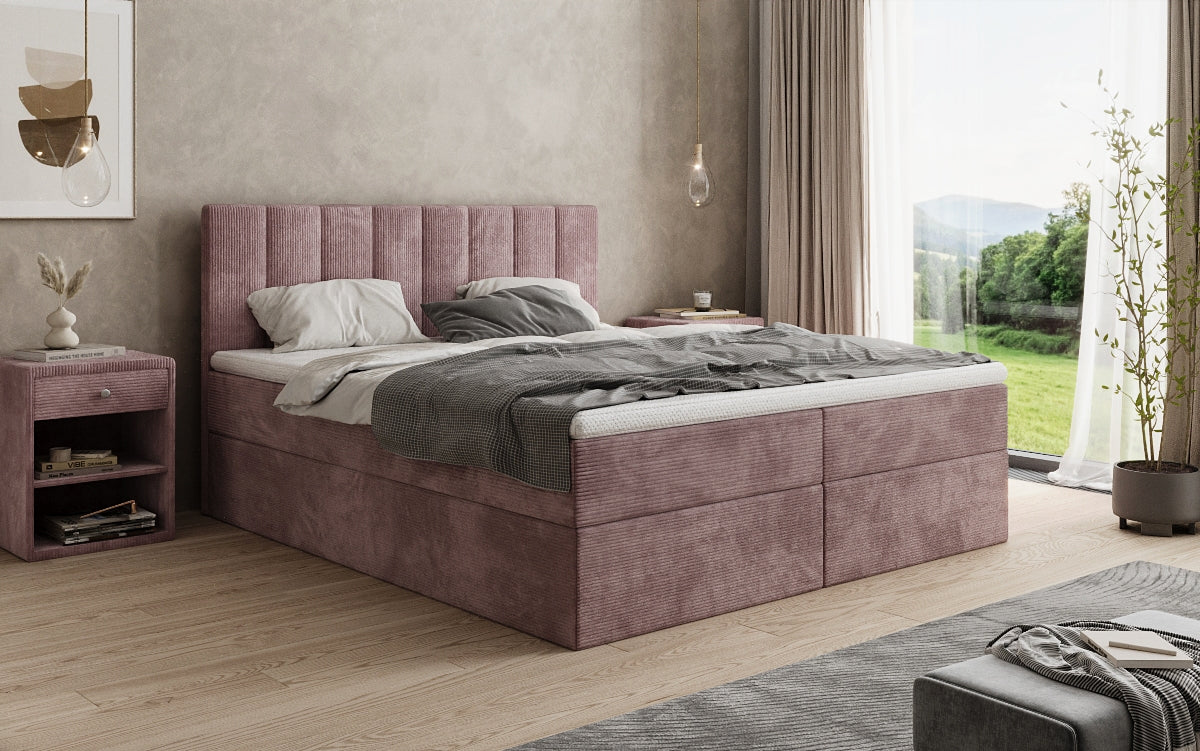 Luxusbetten24 Sofia Boxspringbett Cord mit Stauraum