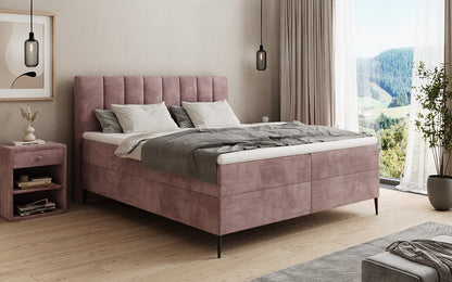 Boxspringbett Lucca in Cord mit Stauraum und Füßen