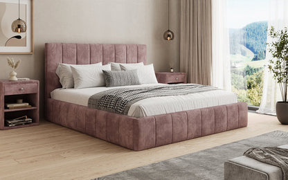 Designer Polsterbett Maja in Cord mit Stauraum