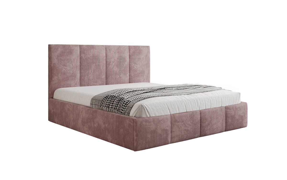 Mina Designer Polsterbett Cord – 140 × 200 cm, wählbare Kopfteilhöhe, Farben