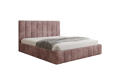 Designer Polsterbett Mila in Cord, 140×200 cm, Beige, 70 cm Kopfteil