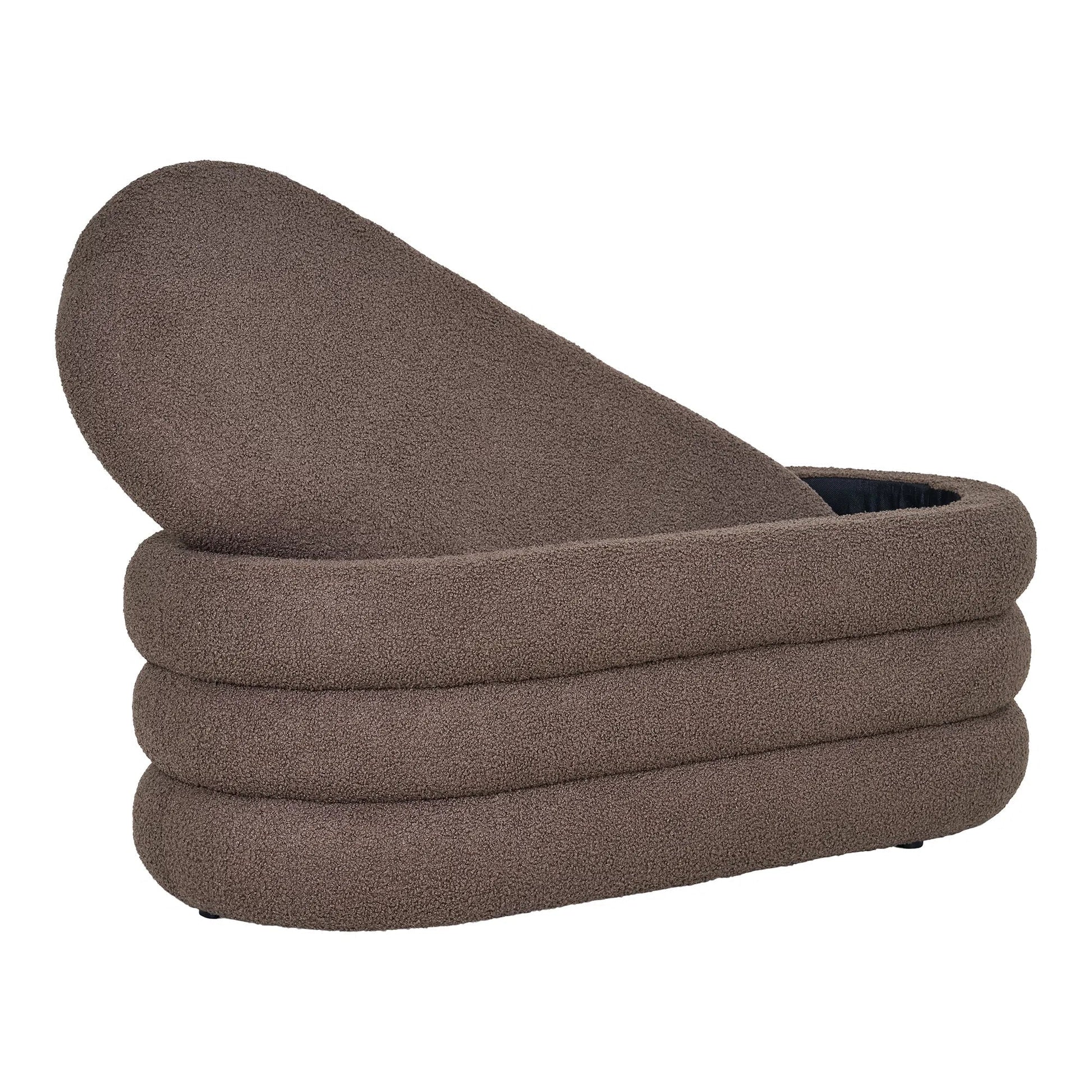 Luxusbetten24 Philo Sitzbank Bouclé Braun mit Stauraum